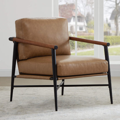 CHITA LIVING-Charlotte Modern Accent Chair-Accent Chair-Faux Leather-Saddle Brown-