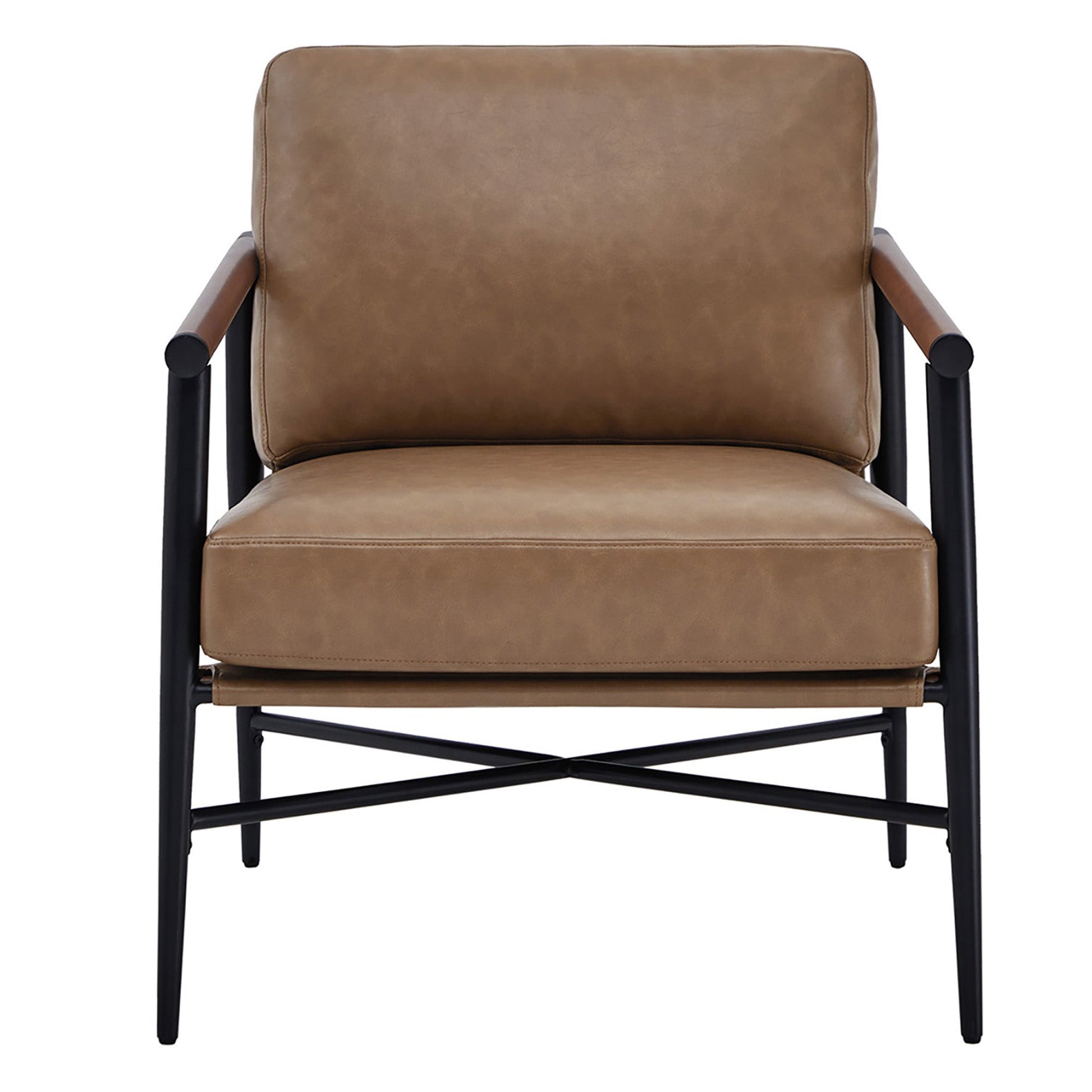 CHITA LIVING-Charlotte Modern Accent Chair-Accent Chair-Faux Leather-Saddle Brown-