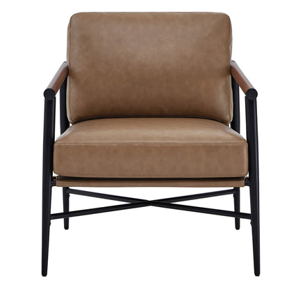 CHITA LIVING-Charlotte Modern Accent Chair-Accent Chair-Faux Leather-Saddle Brown-