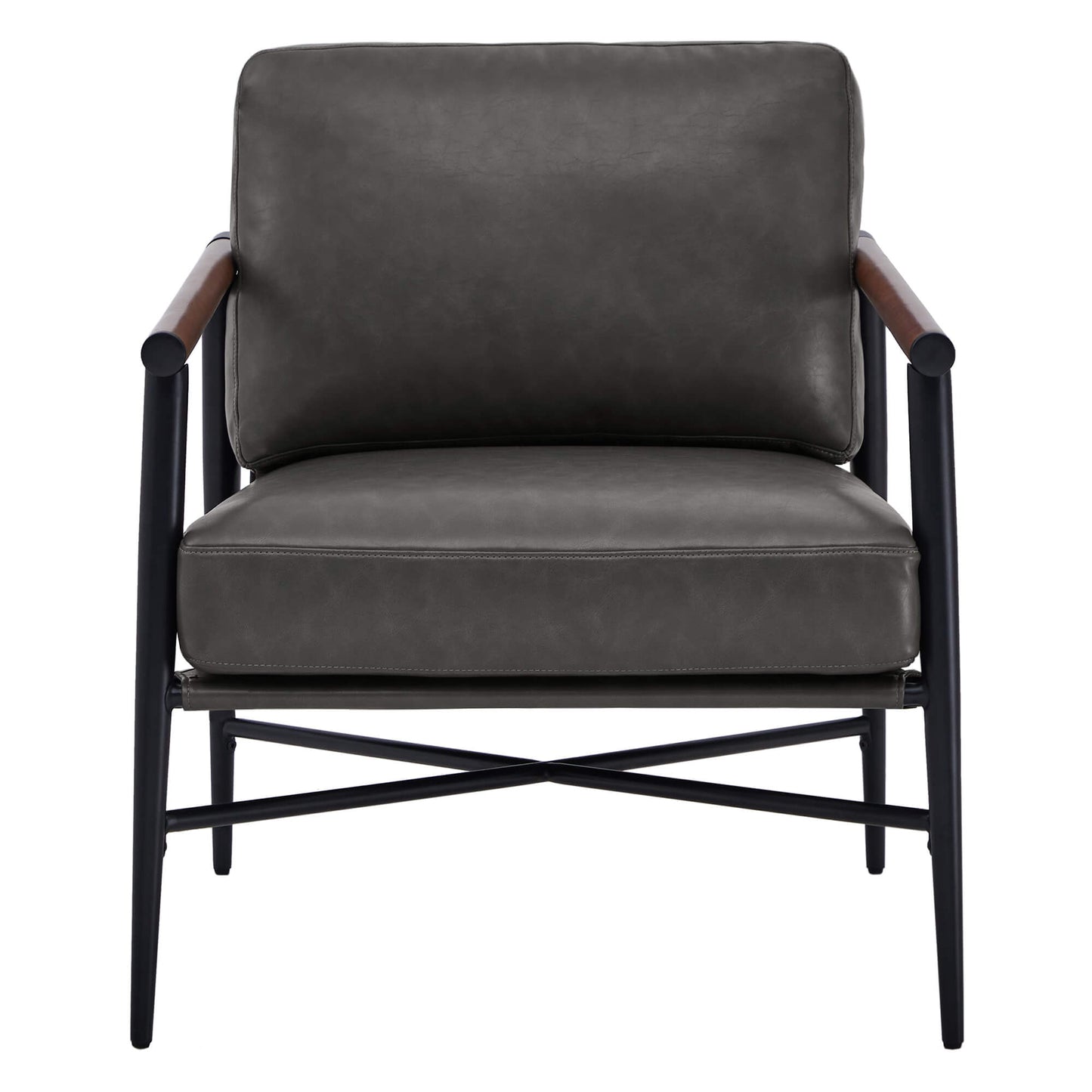 CHITA LIVING-Charlotte Modern Accent Chair-Accent Chair-Faux Leather-Dark Gray-