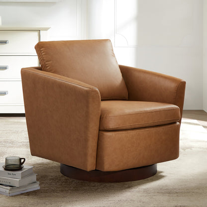 CHITA LIVING-Donella Modern Swivel Accent Chairs-Accent Chair-Faux Leather-Cognac-