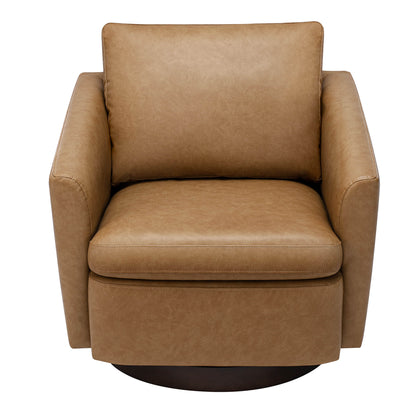 CHITA LIVING-Donella Modern Swivel Accent Chairs-Accent Chair-Faux Leather-Cognac-