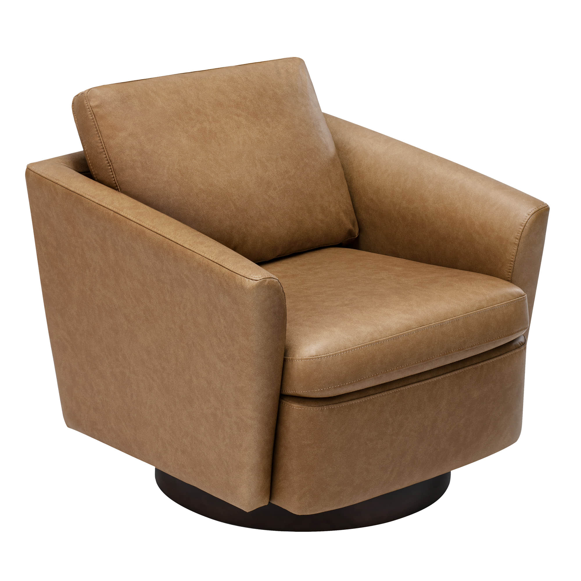 CHITA LIVING-Donella Modern Swivel Accent Chairs-Accent Chair-Faux Leather-Cognac-