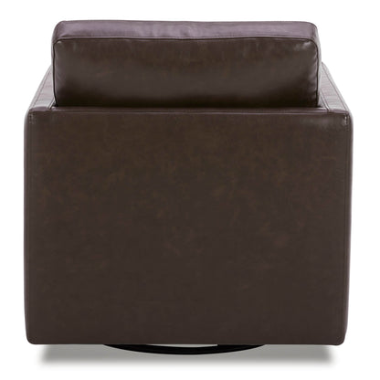 CHITA LIVING-Emma Contemporary Swivel Armchair Accent Chair-Accent Chair-Faux Leather-Dark Brown-