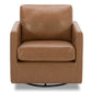 CHITA LIVING-Emma Contemporary Swivel Armchair Accent Chair-Accent Chair-Faux Leather-Saddle Brown-