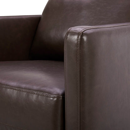 CHITA LIVING-Emma Contemporary Swivel Armchair Accent Chair-Accent Chair-Faux Leather-Dark Brown-