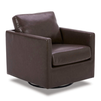 CHITA LIVING-Emma Contemporary Swivel Armchair Accent Chair-Accent Chair-Faux Leather-Dark Brown-