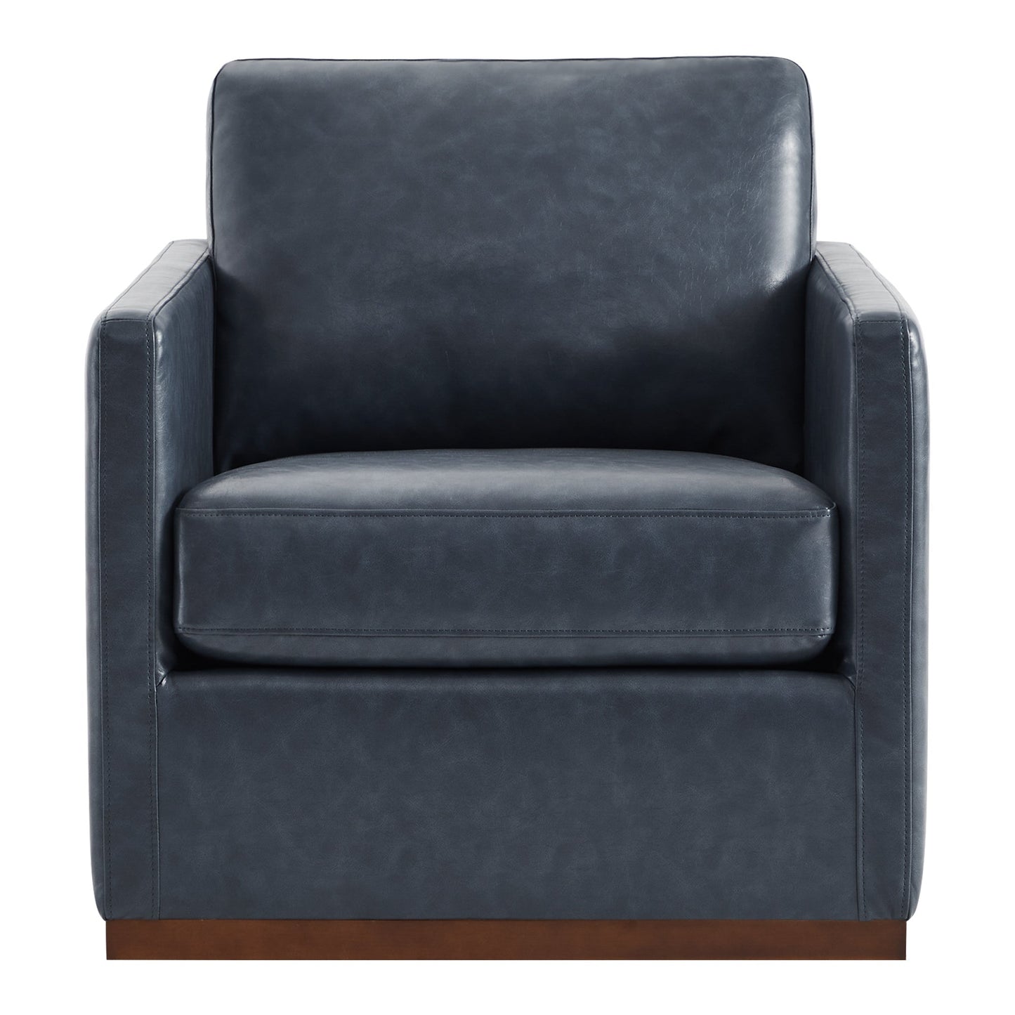 CHITA LIVING-Henry Modern Swivel Accent Chair-Accent Chair-Faux Leather-Navy Blue-