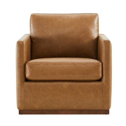 CHITA LIVING-Henry Modern Swivel Accent Chair-Accent Chair-Faux Leather-Saddle Brown-