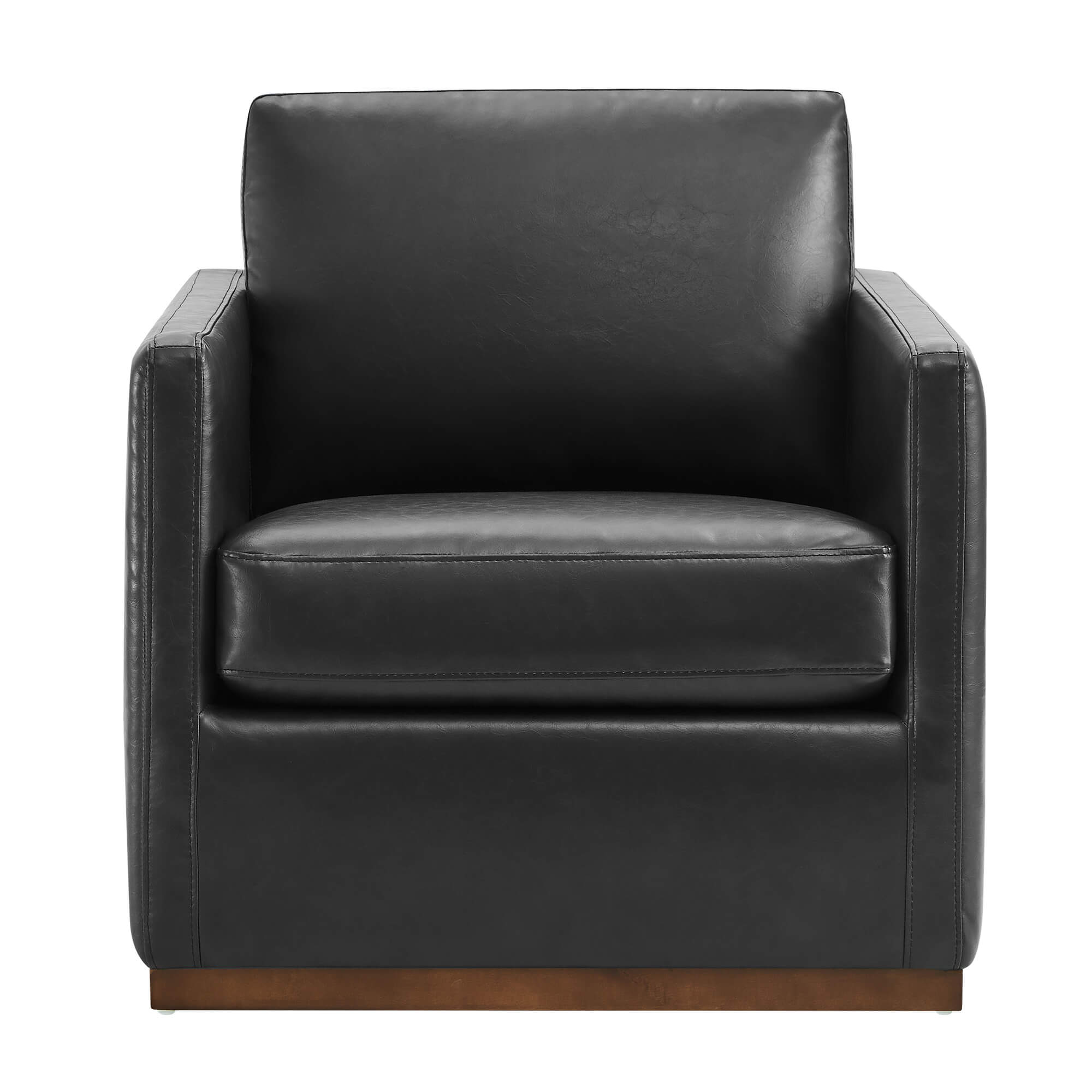 CHITA LIVING-Henry Modern Swivel Accent Chair-Accent Chair-Faux Leather-Black-