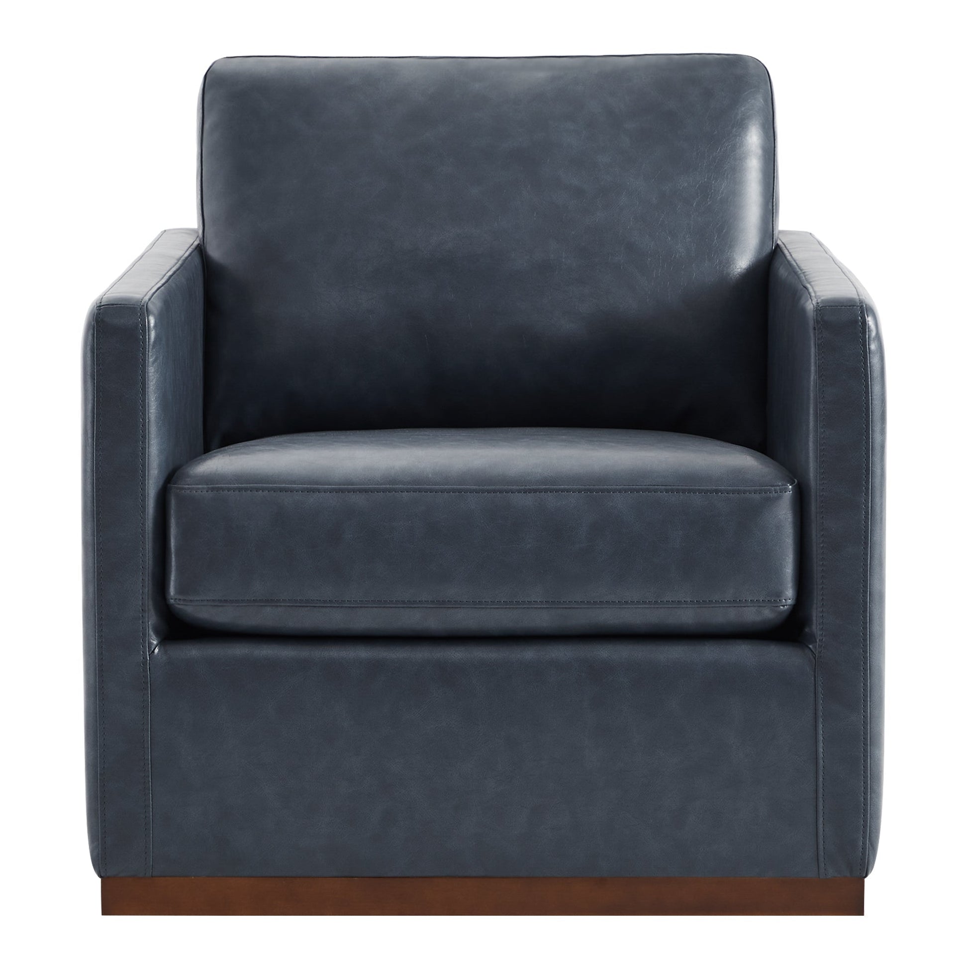 CHITA LIVING-Henry Swivel Accent Chair-Accent Chair-Faux Leather-Navy Blue-