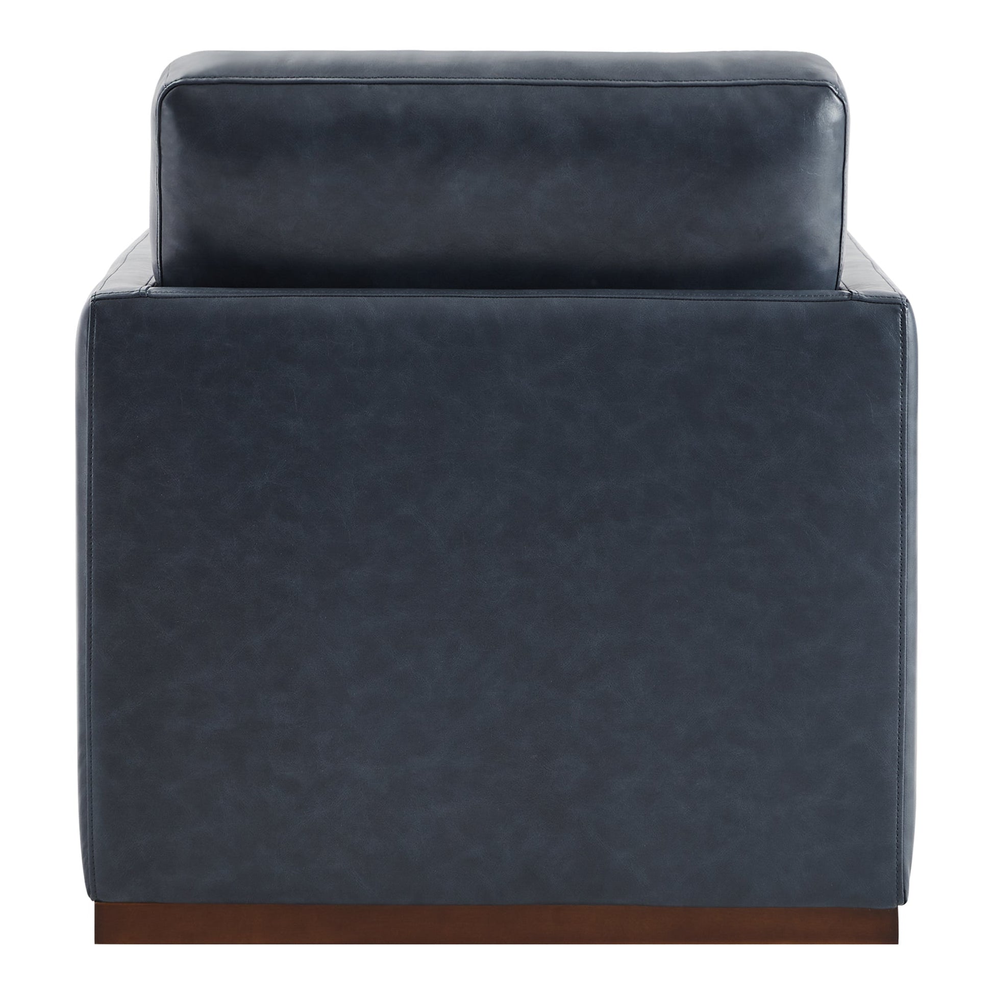 CHITA LIVING-Henry Swivel Accent Chair with Wood Base-Accent Chair-Faux Leather-Navy Blue-