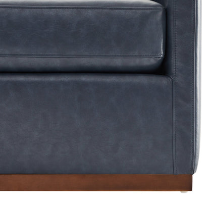 CHITA LIVING-Henry Swivel Accent Chair with Wood Base-Accent Chair-Faux Leather-Navy Blue-