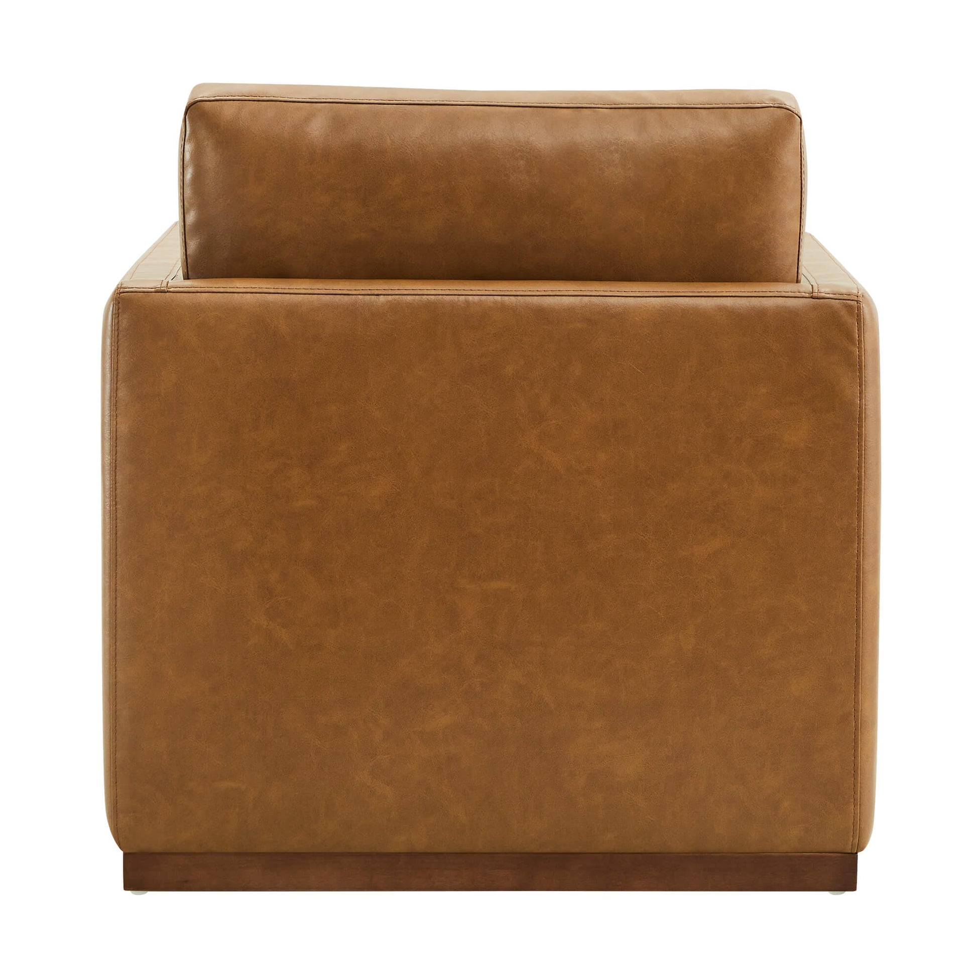 CHITA LIVING-Henry Swivel Accent Chair with Wood Base-Accent Chair-Faux Leather-Saddle Brown-