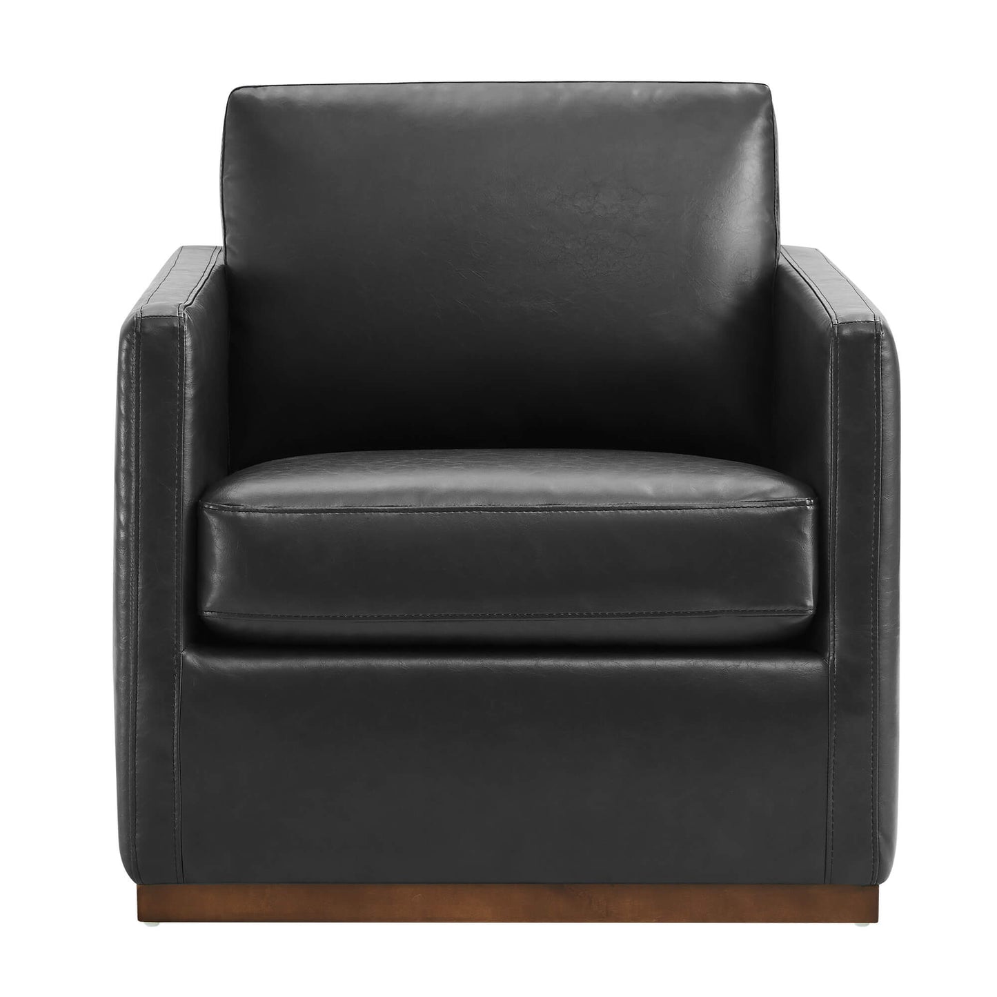 CHITA LIVING-Henry Swivel Accent Chair with Wood Base-Accent Chair-Faux Leather-Black-