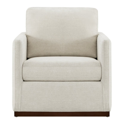 CHITA LIVING-Henry Swivel Accent Chair with Wood Base-Accent Chair-Fabric-Linen-