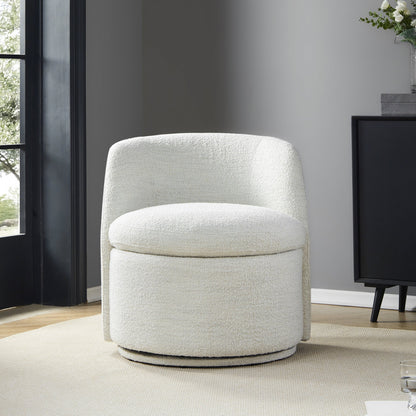 CHITA LIVING-Jolie Boucle Swivel Accent Chair-Accent Chair-Fabric-Cream-