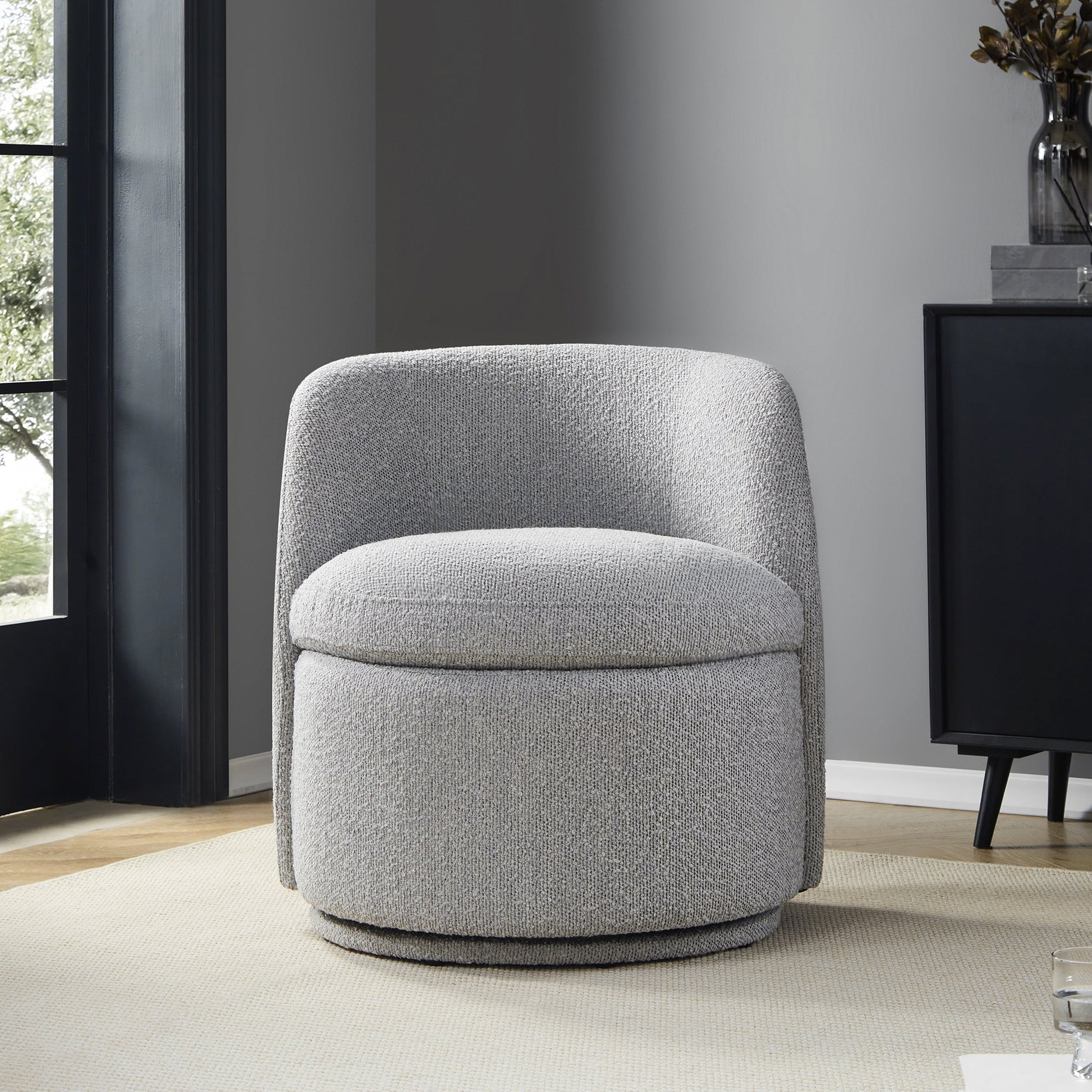 CHITA LIVING-Jolie Boucle Swivel Accent Chair-Accent Chair-Fabric-Light Grey-