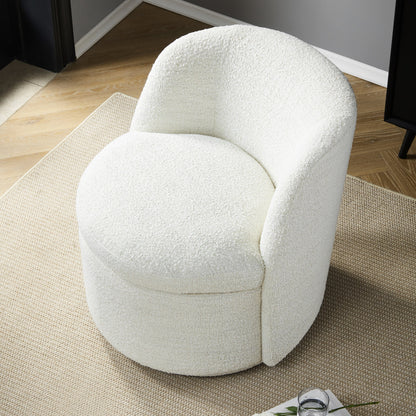 CHITA LIVING-Jolie Boucle Swivel Accent Chair-Accent Chair-Fabric-Cream-