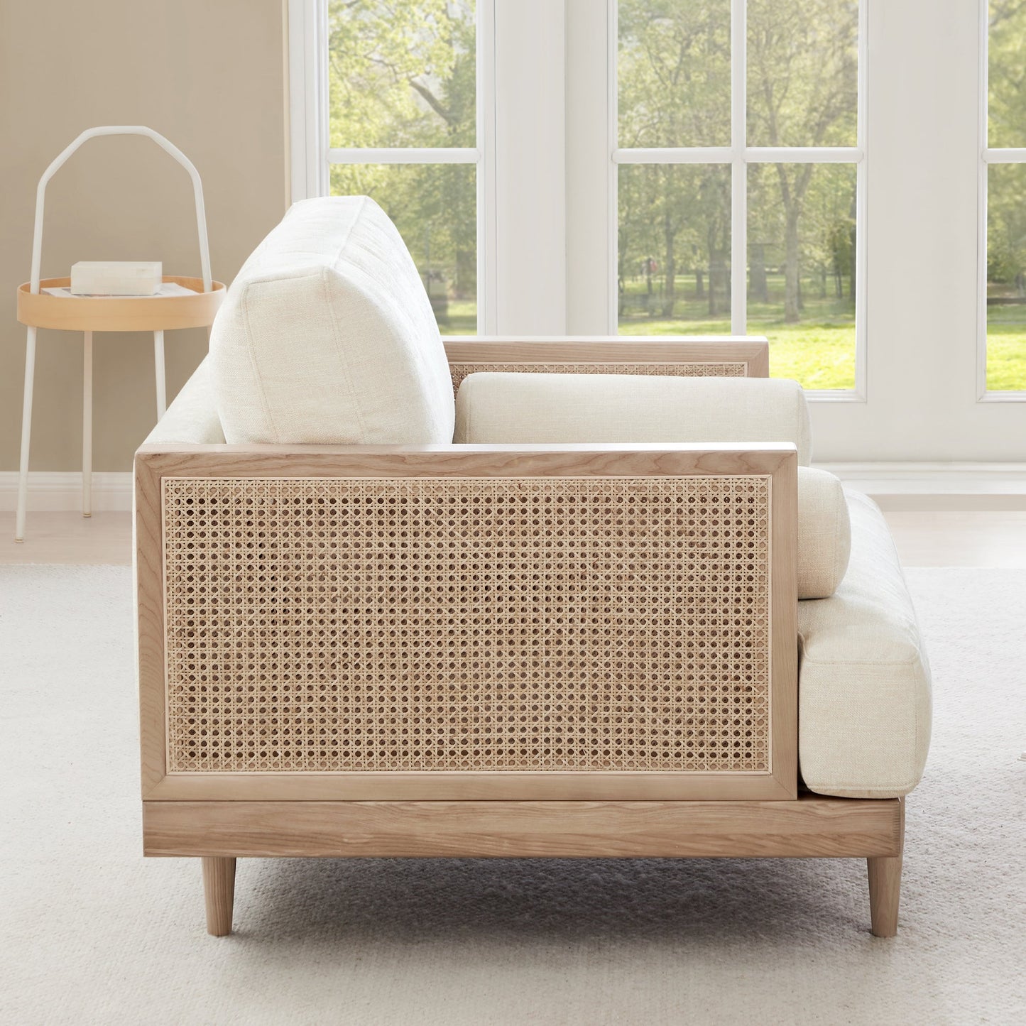 CHITA LIVING-Julane Modern Cane Armchair (41.8")-Accent Chair-Linen Fabric with Cane--