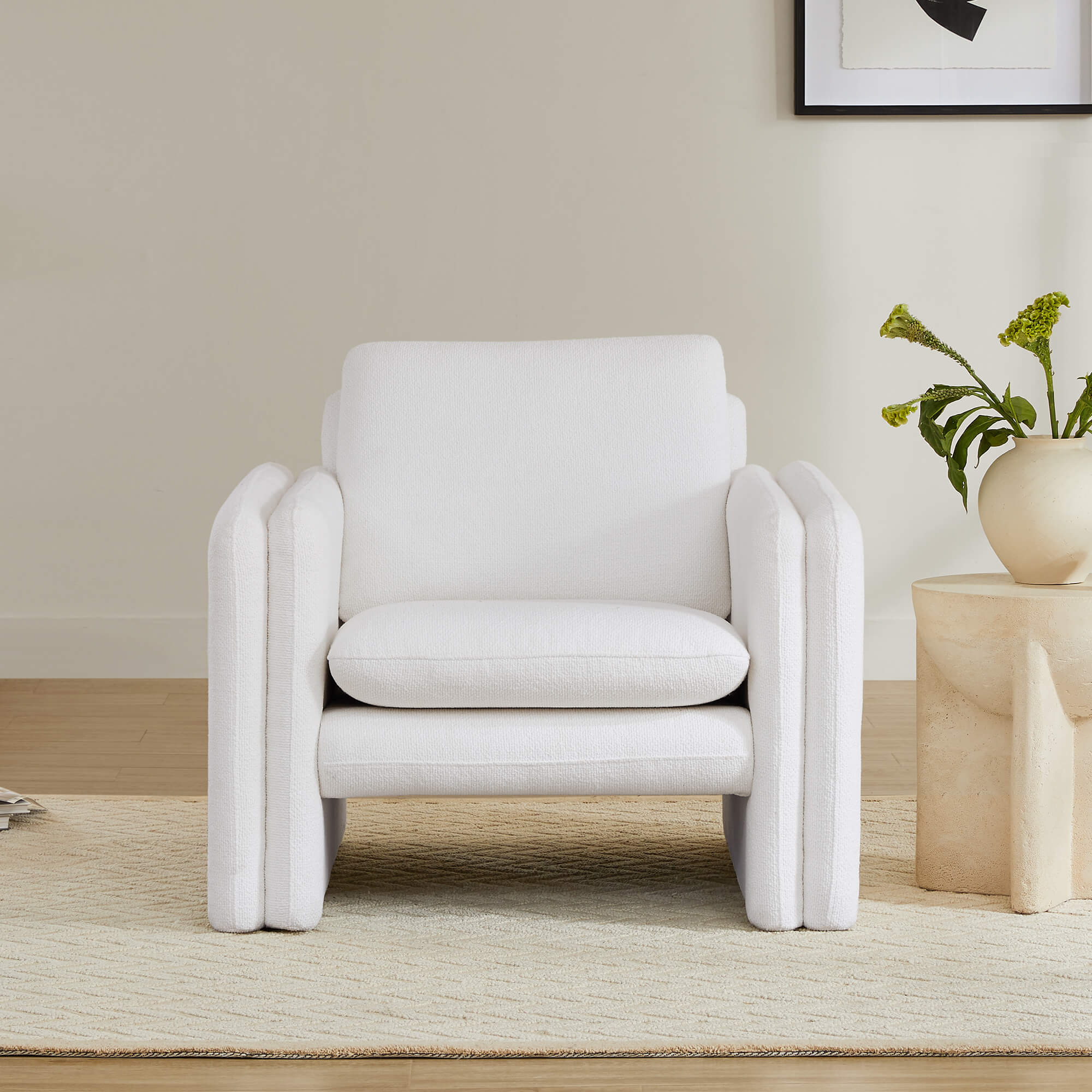 CHITA LIVING-Kallen Modern Lounge Armchair-Accent Chair-White--