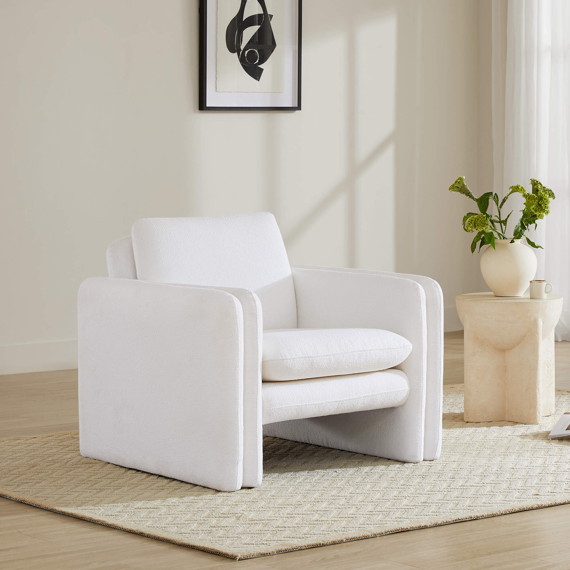 CHITA LIVING-Kallen Modern Lounge Armchair-Accent Chair-White--