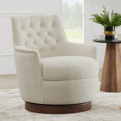 CHITA LIVING-Lindy Tufted Swivel Accent Chair-Accent Chair-Faux Leather-Dark Grey-