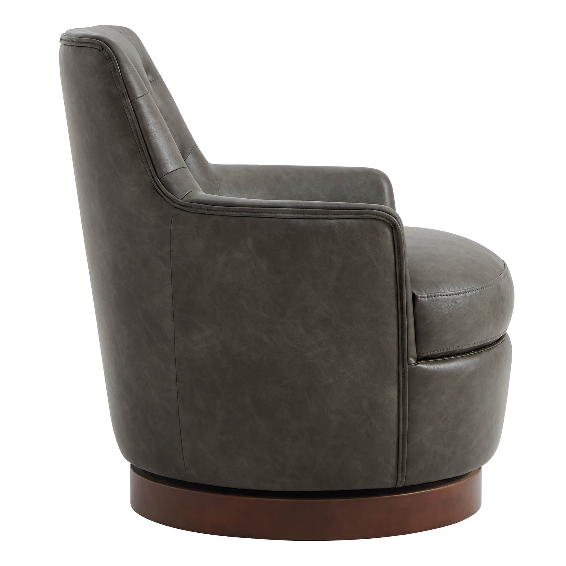 CHITA LIVING-Lindy Tufted Swivel Accent Chair-Accent Chair-Faux Leather-Dark Grey-