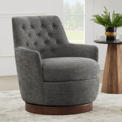 CHITA LIVING-Lindy Tufted Swivel Accent Chair-Accent Chair-Fabric-Linen-