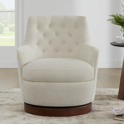 CHITA LIVING-Lindy Tufted Swivel Accent Chair-Accent Chair-Faux Leather-Dark Grey-