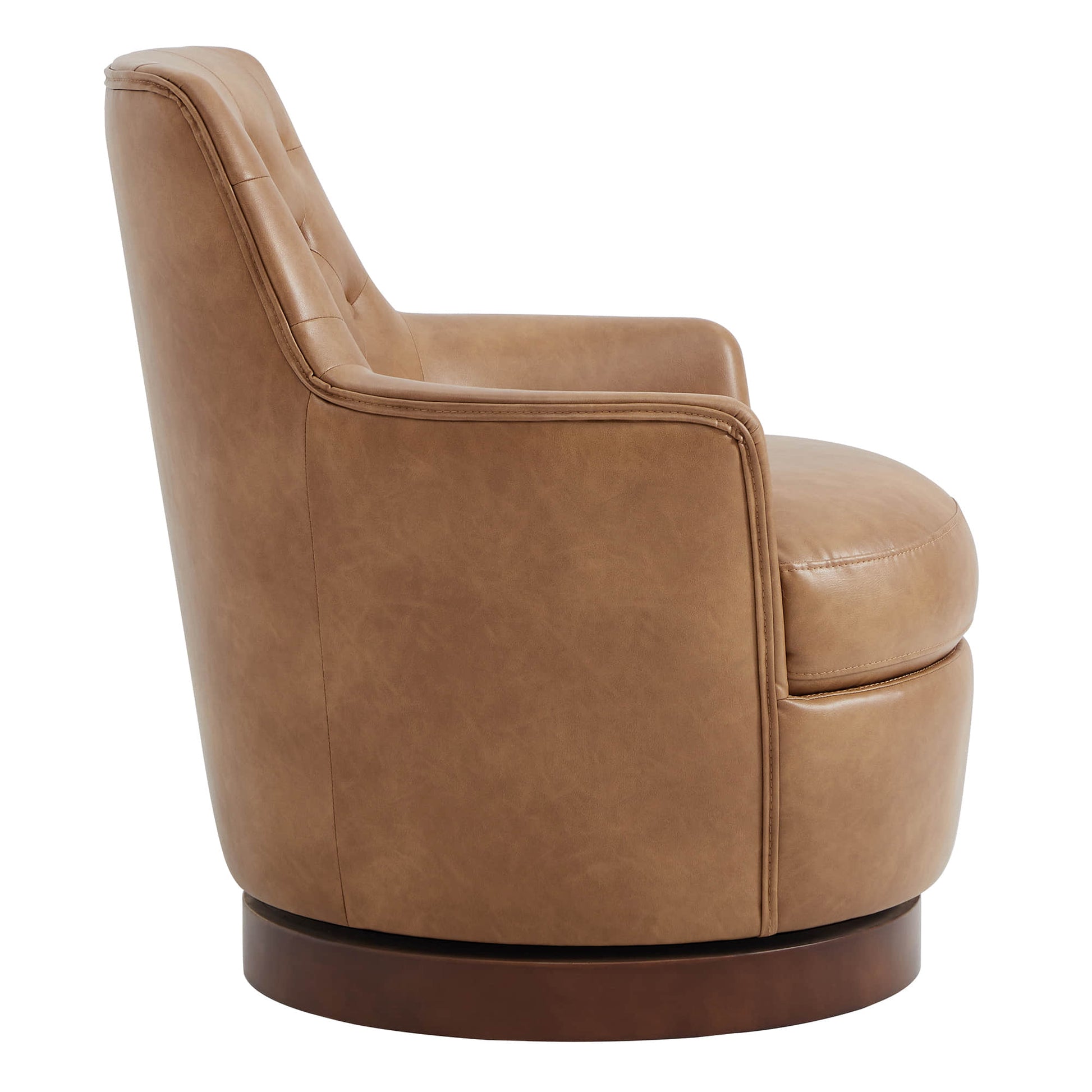 CHITA LIVING-Lindy Tufted Swivel Accent Chair-Accent Chair-Faux Leather-Cognac Brown-