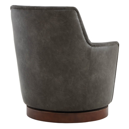 CHITA LIVING-Lindy Tufted Swivel Accent Chair-Accent Chair-Faux Leather-Dark Grey-