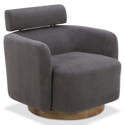 CHITA LIVING-Luna Swivel Accent Chair With Adjustable Backrest-Accent Chair-Fabric-Dark Gray-