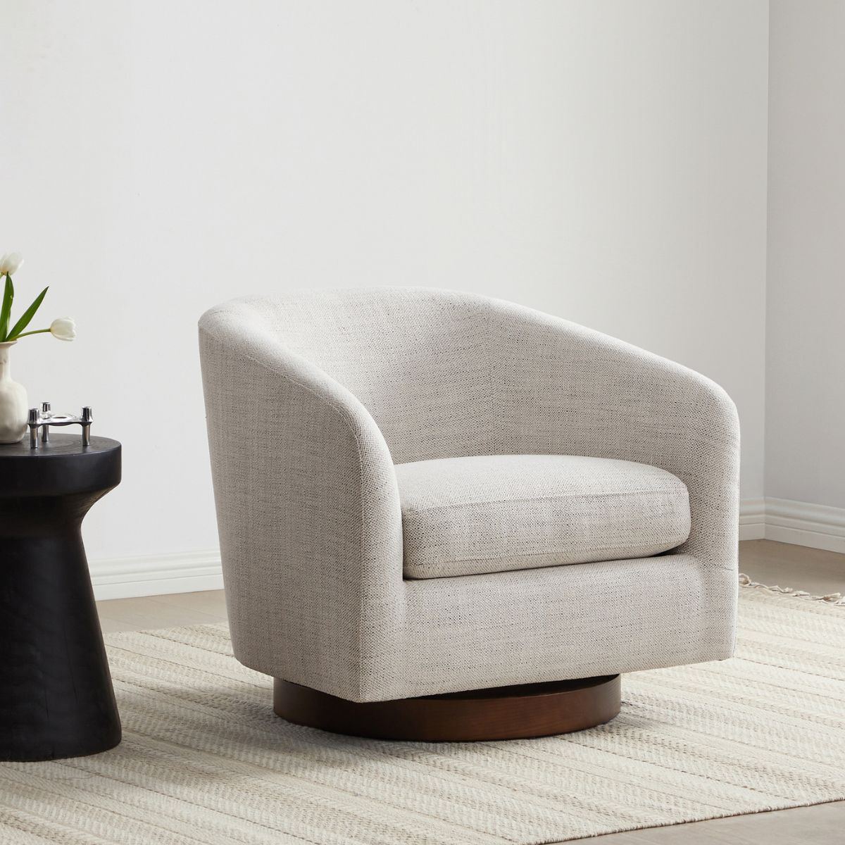 CHITA LIVING-Wren Modern Swivel Accent Chair-Accent Chair-Fabric-Ivory-