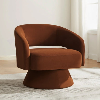 Ambre swivel accent chair in brown upholstery on a light rug - CHITA Living