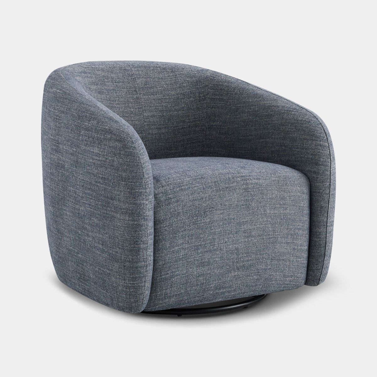 Curved dark gray swivel accent chair with padded seat and back for cozy comfort - CHITA Living