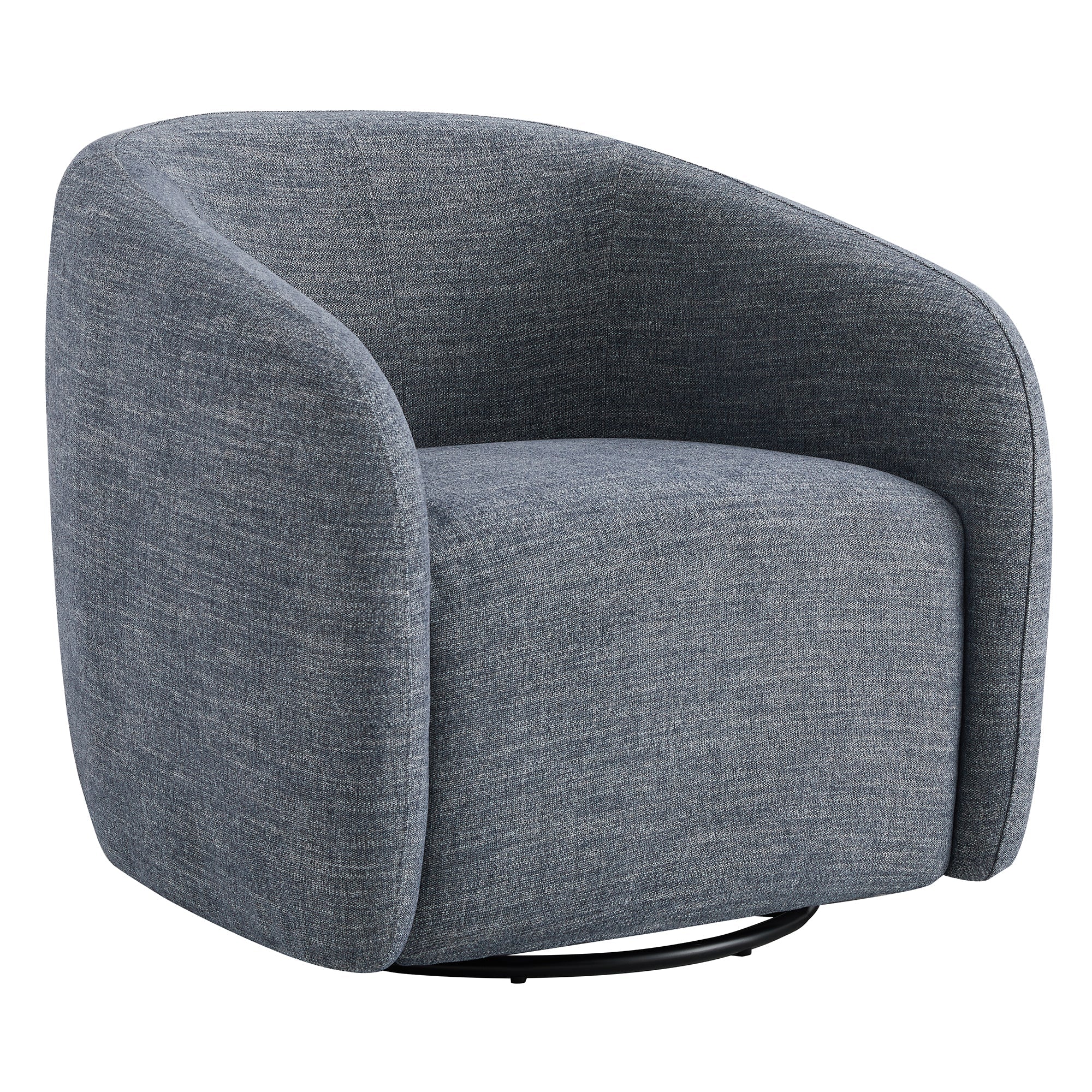 Dark gray swivel accent chair with plush rounded design and 360-degree swivel base - CHITA Living