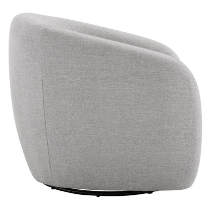 Light gray swivel accent chair with plush curved design and swivel base - CHITA Living