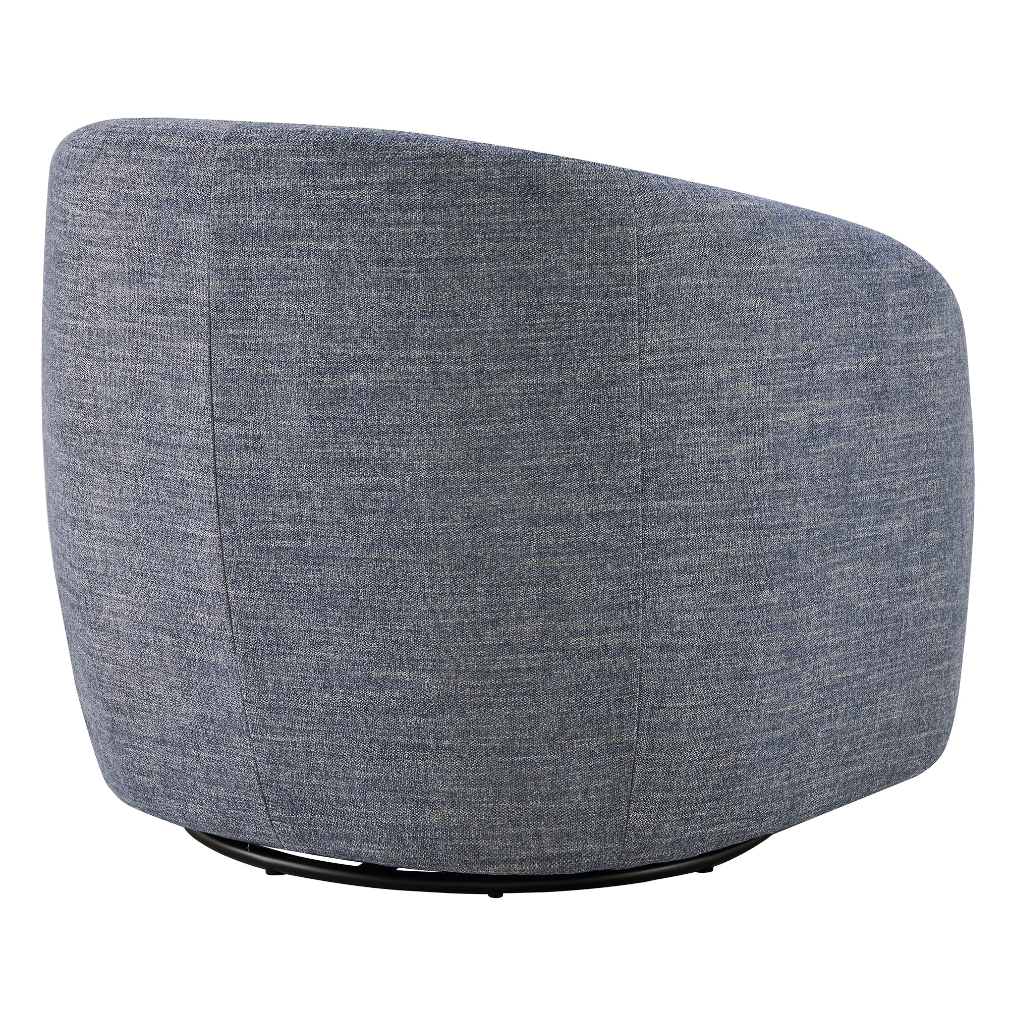 Back view of Bella Modern Swivel Accent Chair in light gray upholstery showcasing round design - CHITA Living