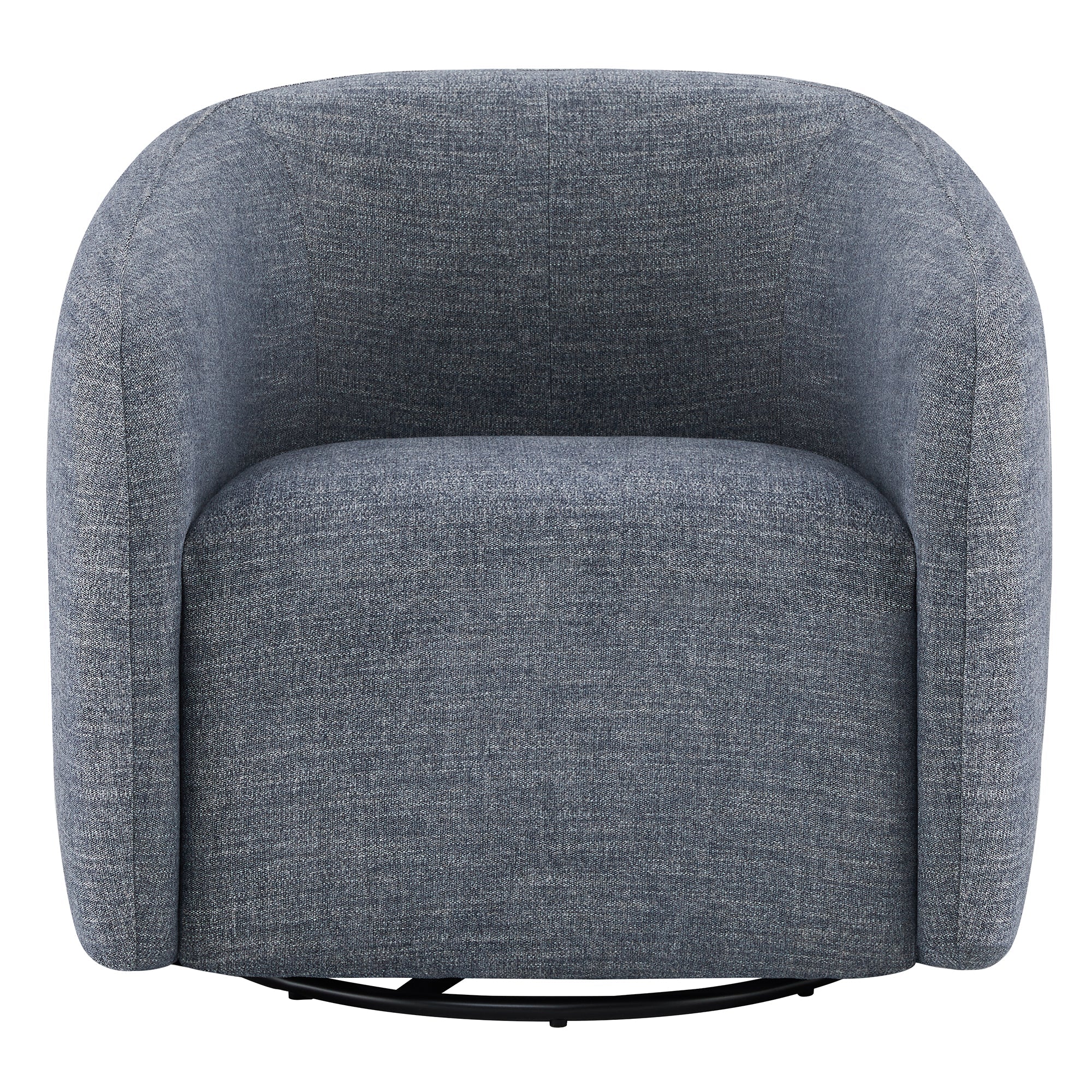 Cozy dark gray swivel accent chair with plush rounded design and metal base - CHITA Living