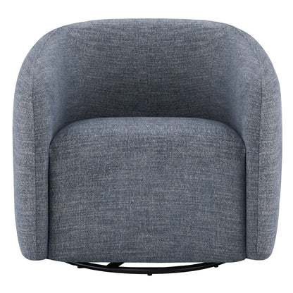 Cozy dark gray swivel accent chair with plush rounded design and metal base - CHITA Living