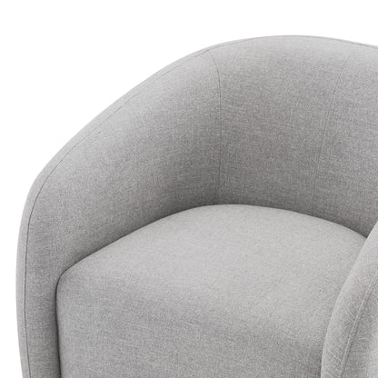 Top view of light gray Bella Modern Swivel Accent Chair showcasing plush curved design.