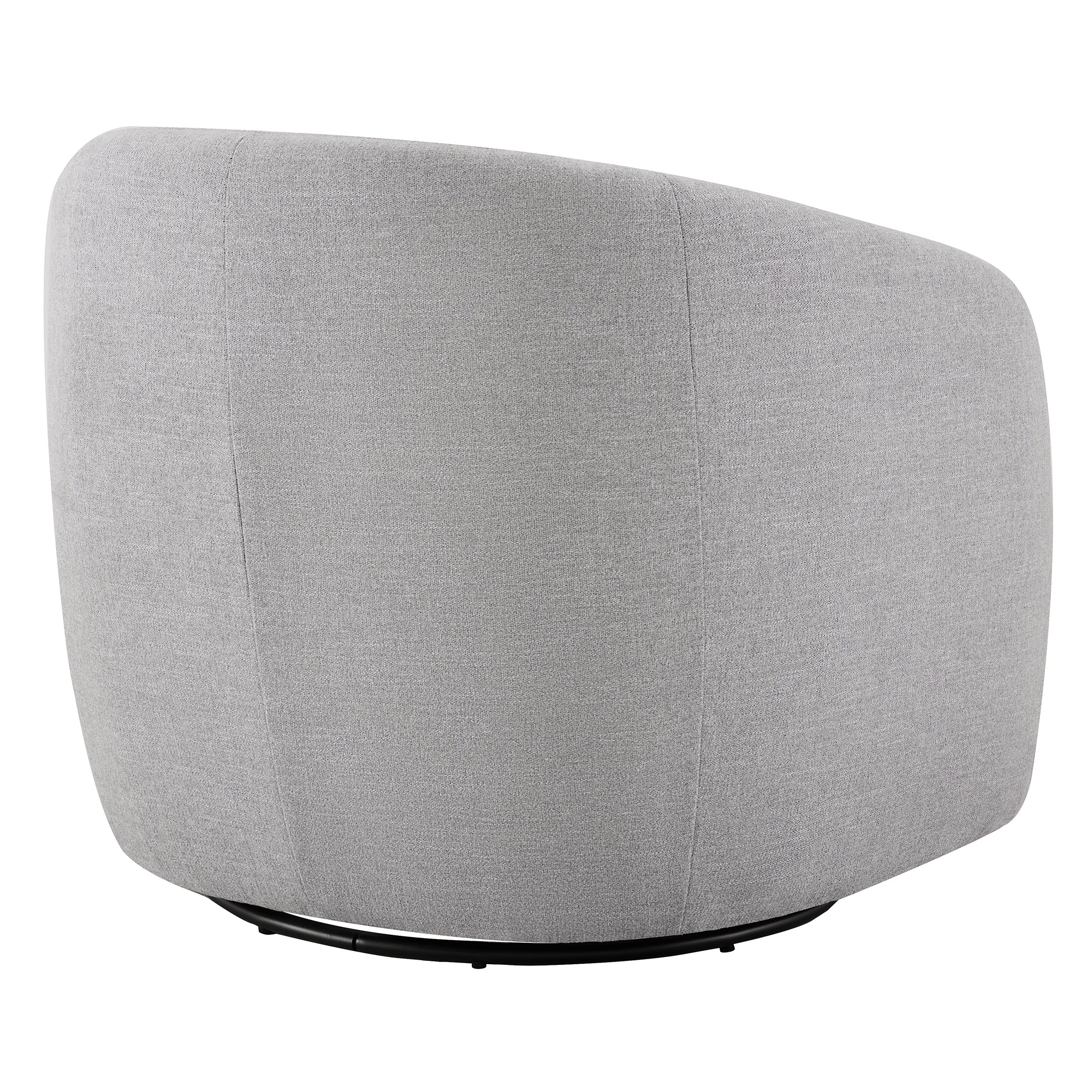 Back view of light gray swivel accent chair highlighting padded curved design - CHITA Living