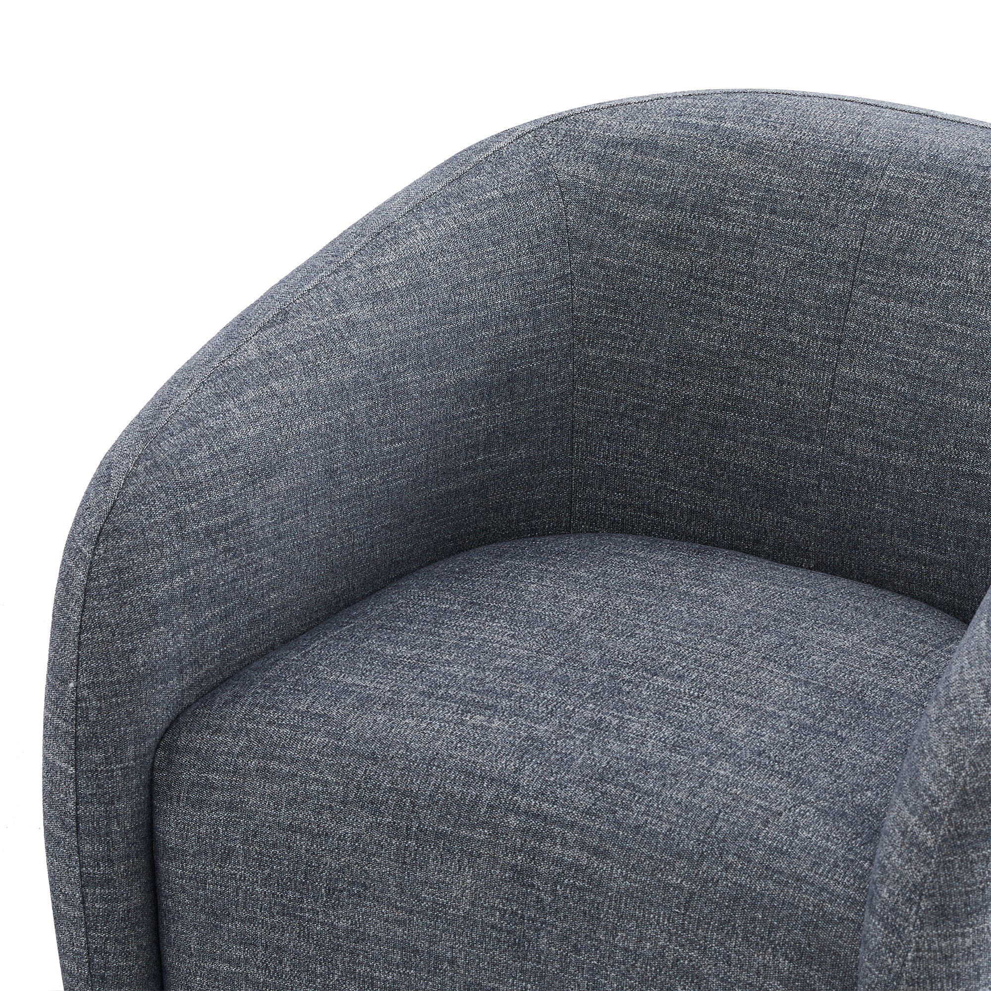 Dark gray Bella Modern Swivel Accent Chair close-up showing plush curved seat design - CHITA Living