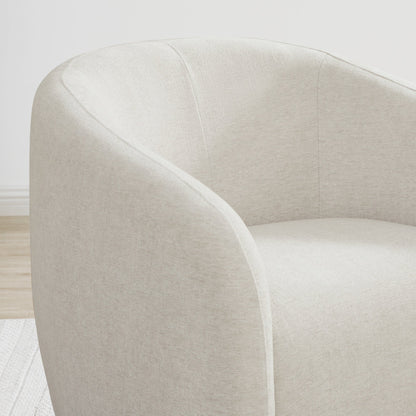 Bella Modern Swivel Accent Chair in light gray with plush curved design and padded seat.