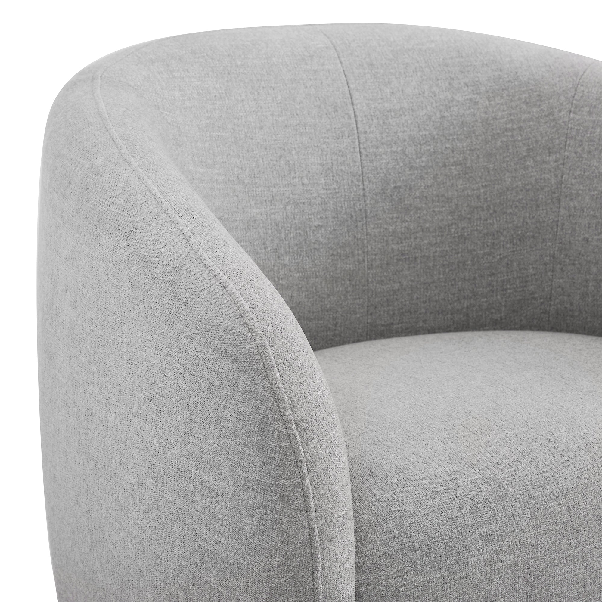 Plush light gray swivel accent chair with curved back and padded seat - CHITA Living