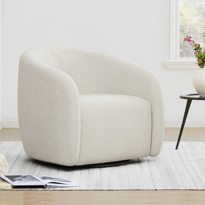 Bella Modern Swivel Accent Chair with curved design in light fabric - CHITA Living