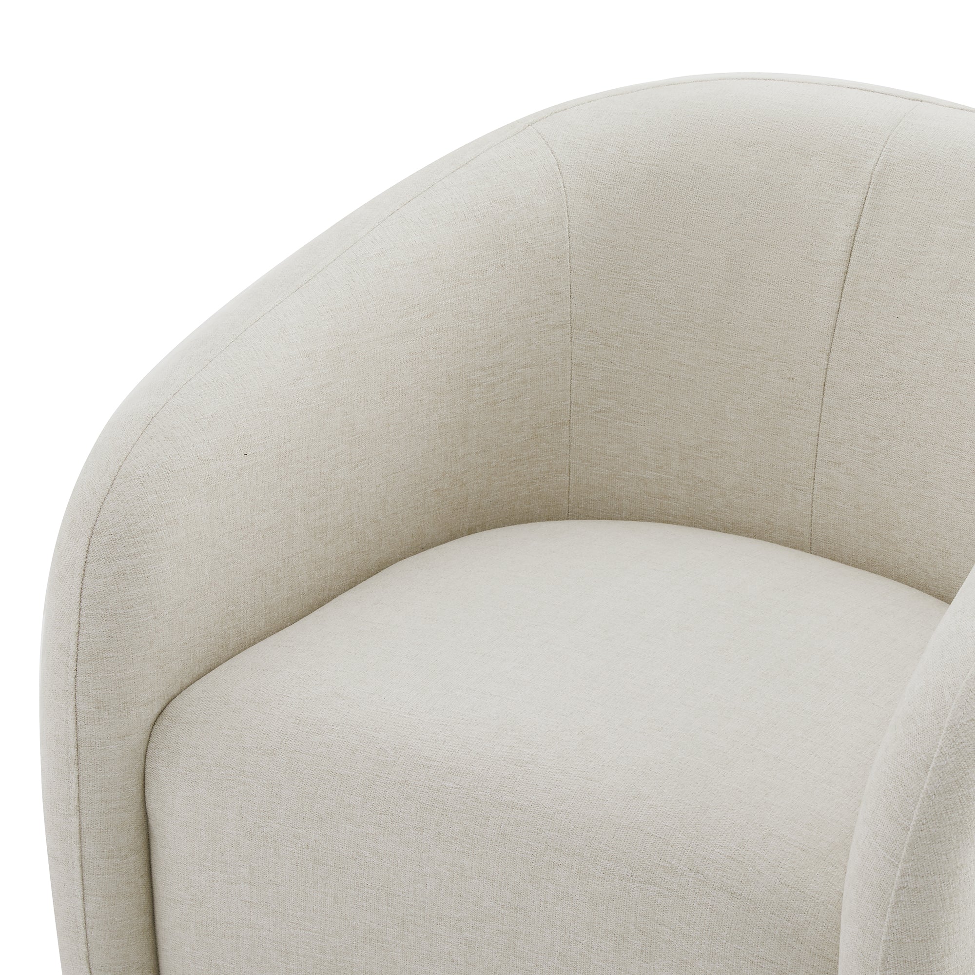 Close-up of light gray Bella Modern Swivel Accent Chair highlighting its plush, curved design - CHITA Living