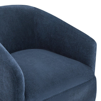 Navy blue EllaGrace swivel armchair close-up highlighting plush texture and rounded design - CHITA Living