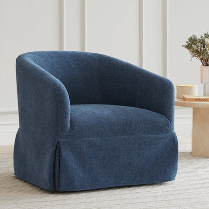 EllaGrace swivel armchair in navy blue with rounded design, perfect for stylish interiors - CHITA Living